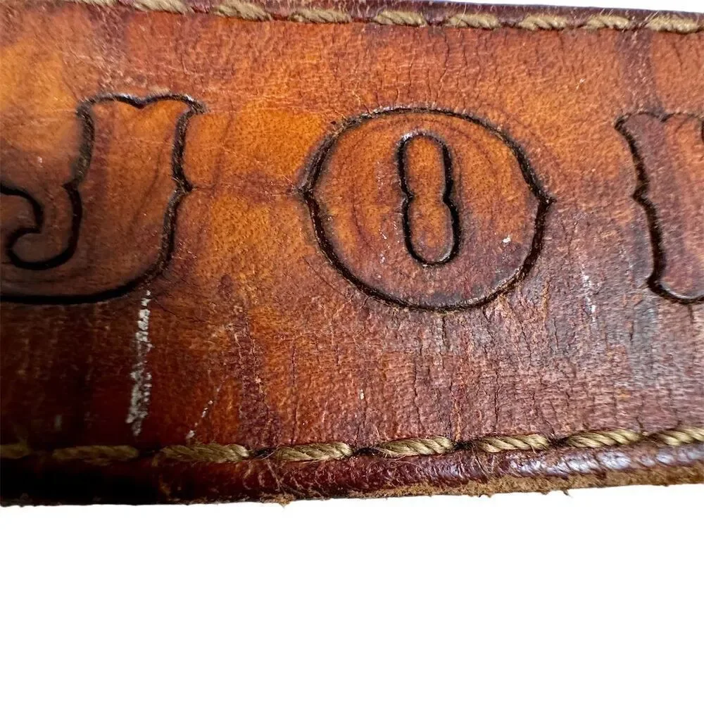 Vintage Brown Leather Belt Size Personalized 